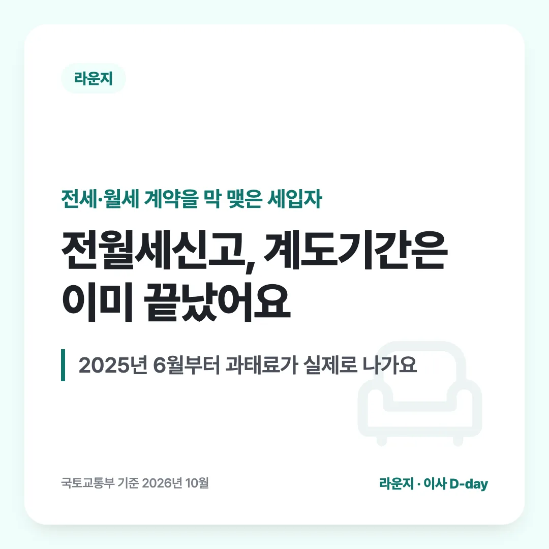 전세·월세 계약을 막 맺은 세입자 — 전월세신고, 계도기간은 이미 끝났어요. 2025년 6월부터 과태료가 실제로 나가요